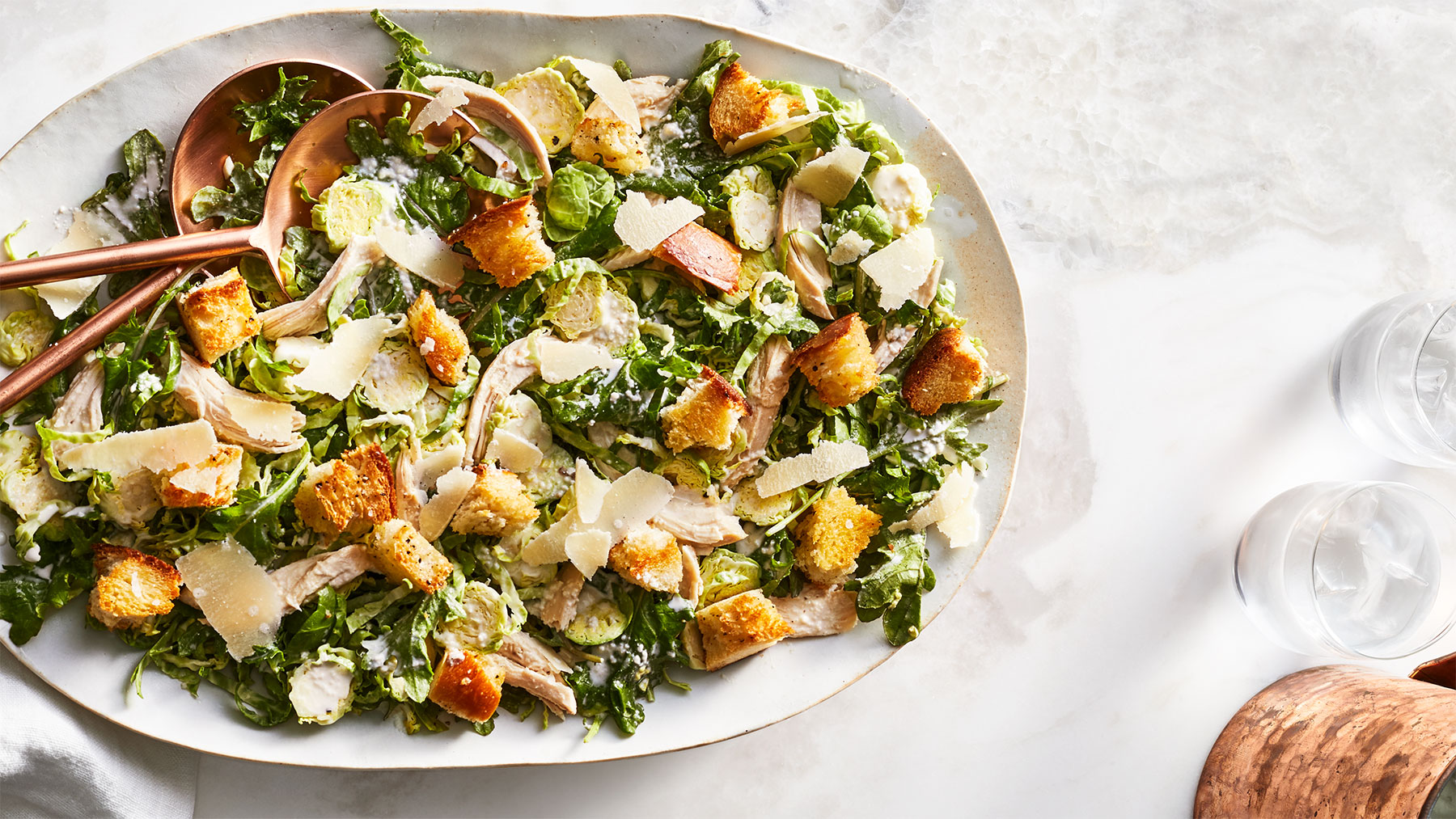 Kale Caesar salad with chicken
